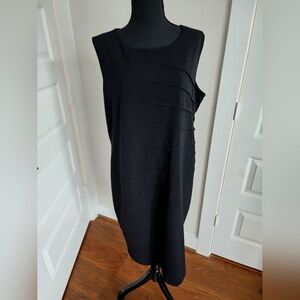 Calvin Klein 16W Black Career Dress with Sunburst Pattern